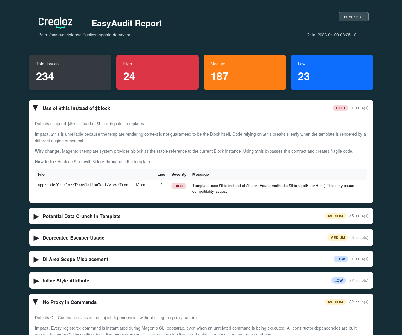 Exemple de rapport EasyAudit