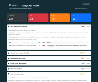 Exemple de rapport HTML EasyAudit