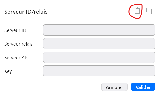Bouton d’import de la configuration
