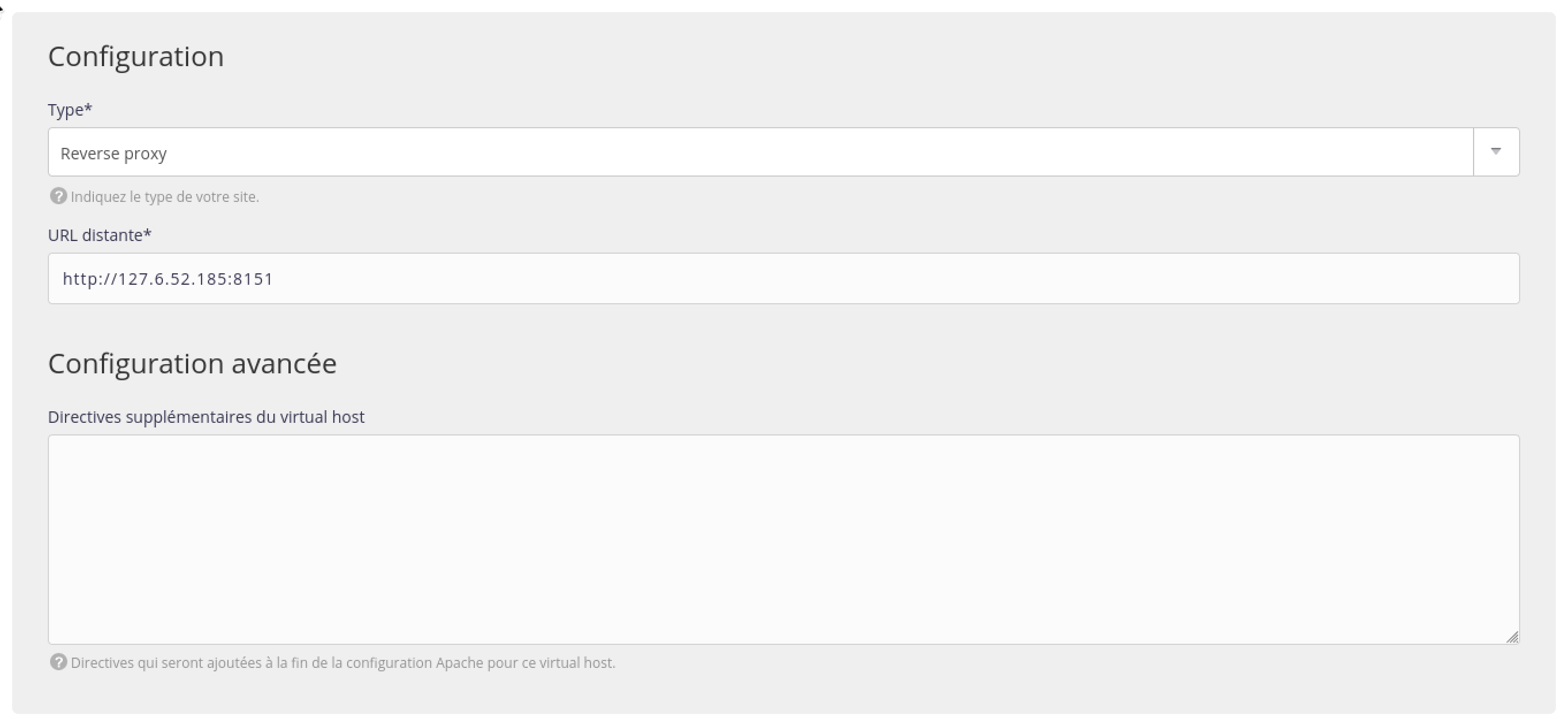 configuration du site reverse proxy