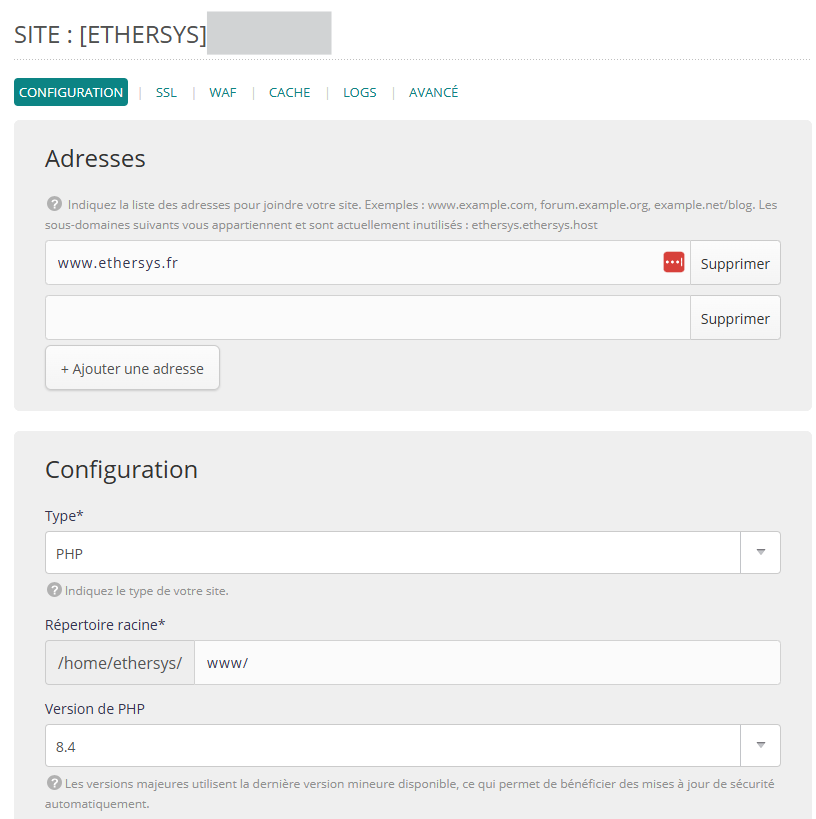 version de PHP d’un site